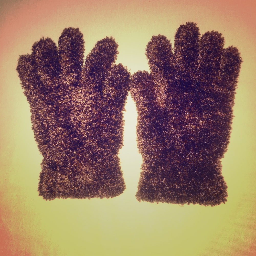 Brown Fuzzy Winter Gloves